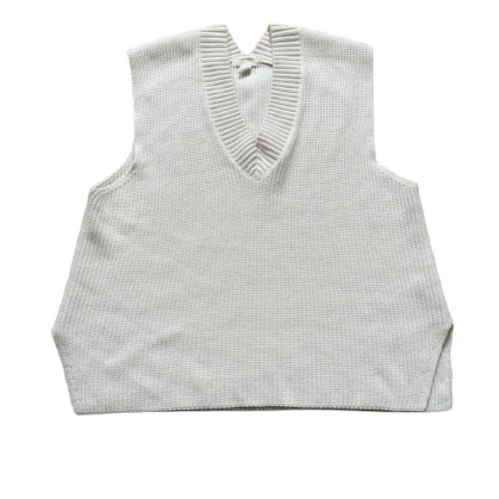 H&M Cream Knit Sweater Vest XL V-Neck Cotton Blend Preppy Classic
